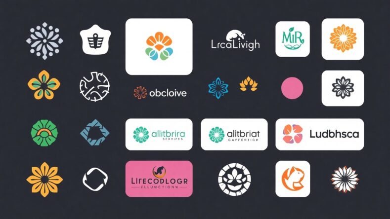 Moderne logo design illustrasjoner med myke farger. {{brizy_dc_image_alt entityId=