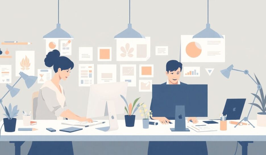 Grafiske designere som arbeider med merkevarebygging. {{brizy_dc_image_alt entityId=