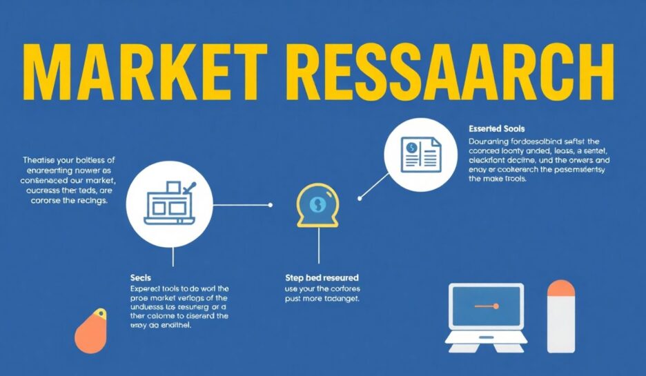 Illustrasjon av markedsundersøkelse steg-for-steg. {{brizy_dc_image_alt entityId=