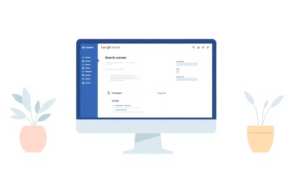 Illustrasjon av dataskjerm med Google Search Console {{brizy_dc_image_alt entityId=