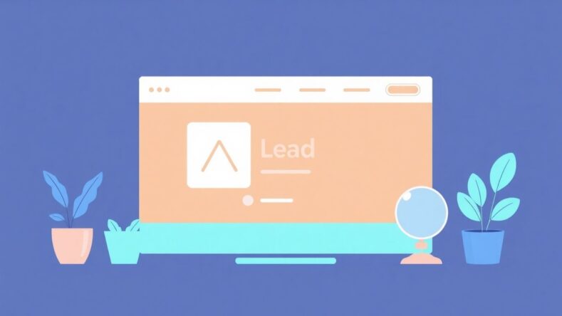 Illustrasjon av nettside for leads-generering. {{brizy_dc_image_alt entityId=
