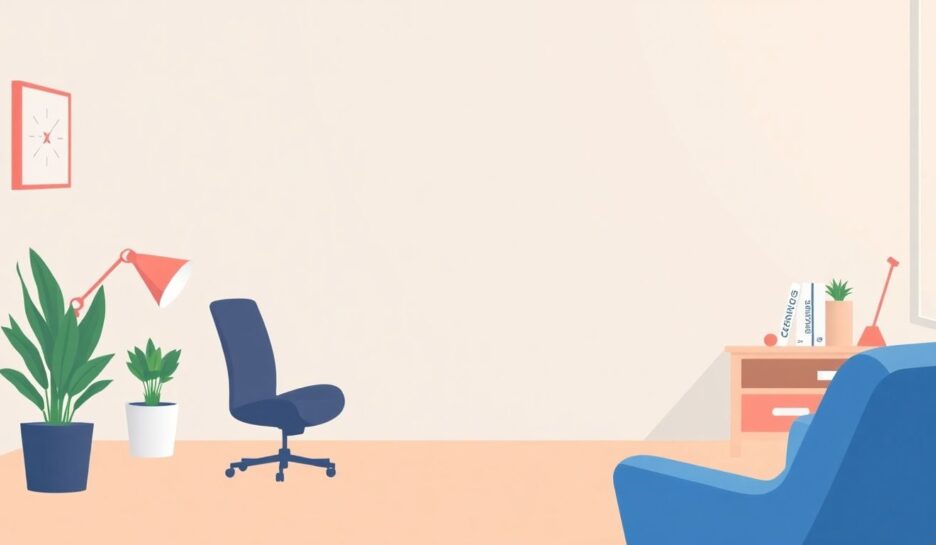 Illustrasjon av et rent og moderne arbeidsmiljø. {{brizy_dc_image_alt entityId=