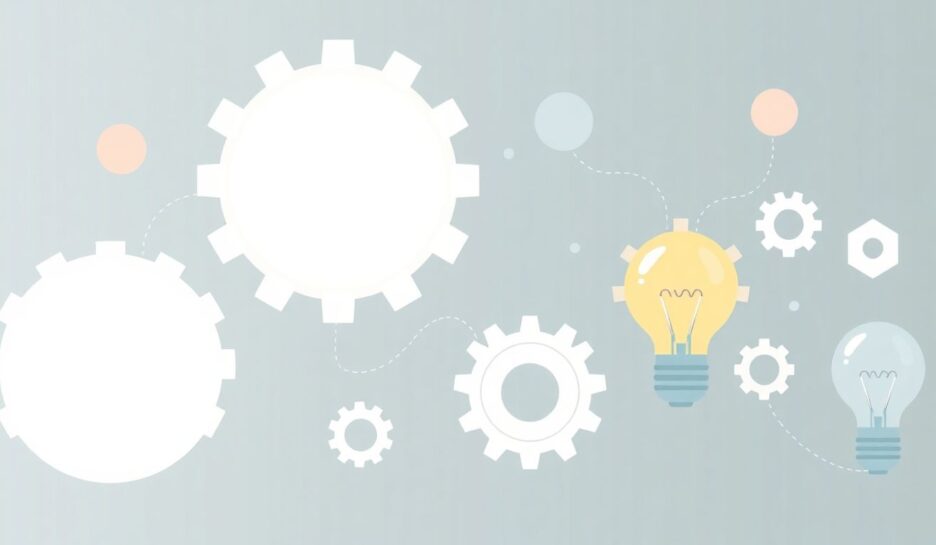 Illustrasjon av produktutvikling med myke farger. {{brizy_dc_image_alt entityId=