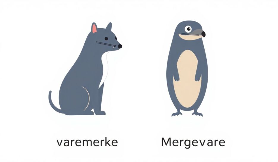 Illustrasjon av varemerke og merkevare forskjeller. {{brizy_dc_image_alt entityId=