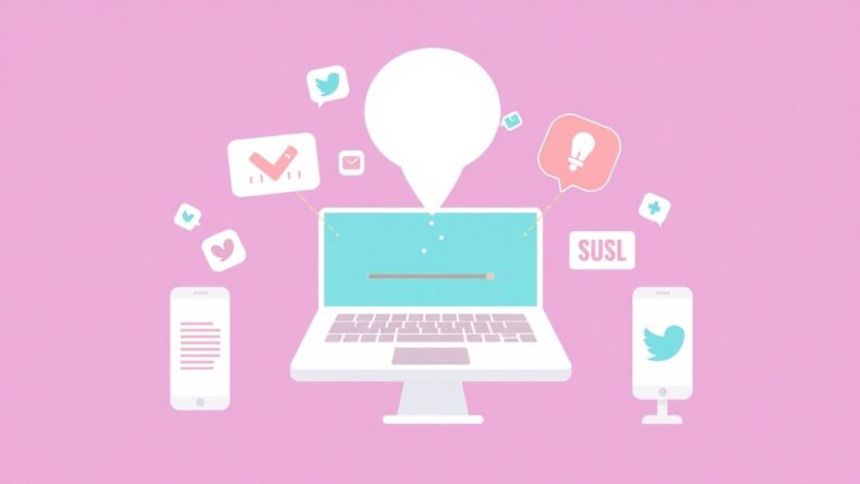 Illustrasjon av digital markedsføring med enkle elementer. {{brizy_dc_image_alt entityId=