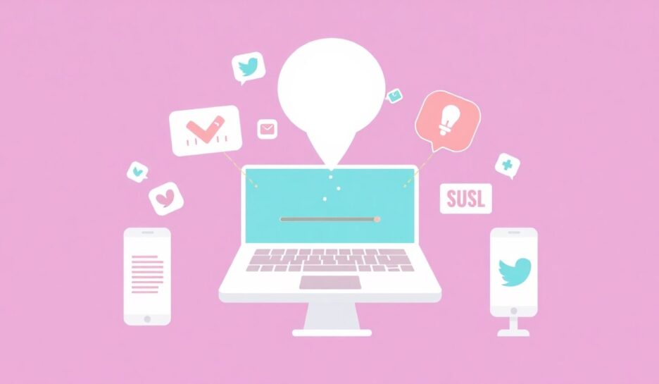 Illustrasjon av digital markedsføring med enkle elementer. {{brizy_dc_image_alt entityId=